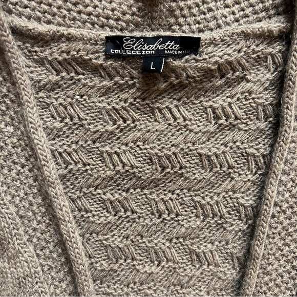 Elisabetta Collection Wool Blend Taupe Duster Cardigan Sweater - Picture 3 of 3